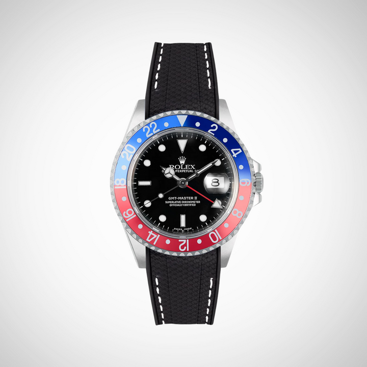 Rubber Flex Thread Curved Strap for Rolex GMT Master II 16710 Pepsi