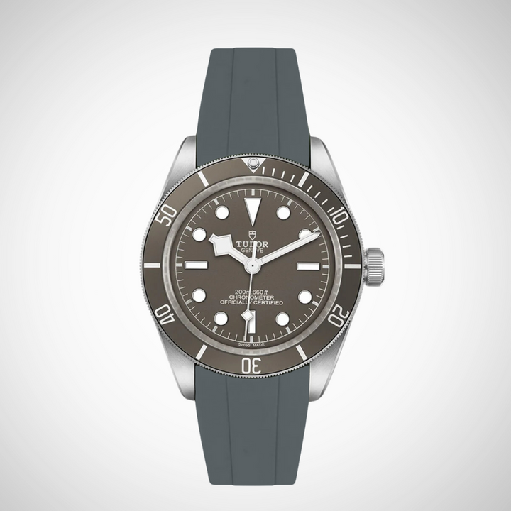 FKM Rubber Curved Strap For Tudor Black Bay 58 Silver