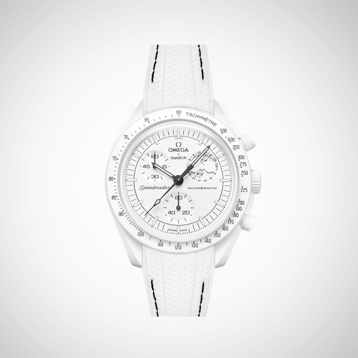 Rubber Flex Thread Curved Strap for Omega X Swatch MoonSwatch Mission to The Moonphase