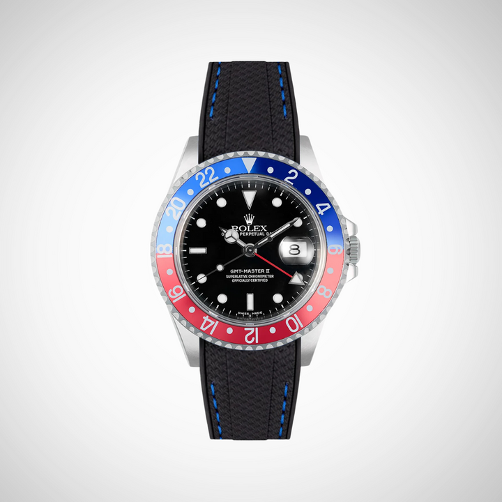 Rubber Flex Thread Curved Strap for Rolex GMT Master II 16710 Pepsi