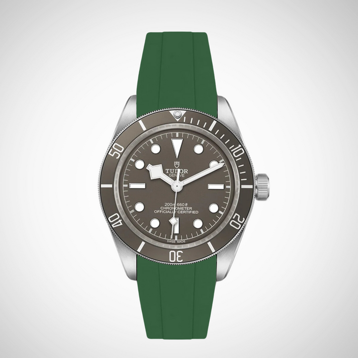 FKM Rubber Curved Strap For Tudor Black Bay 58 Silver