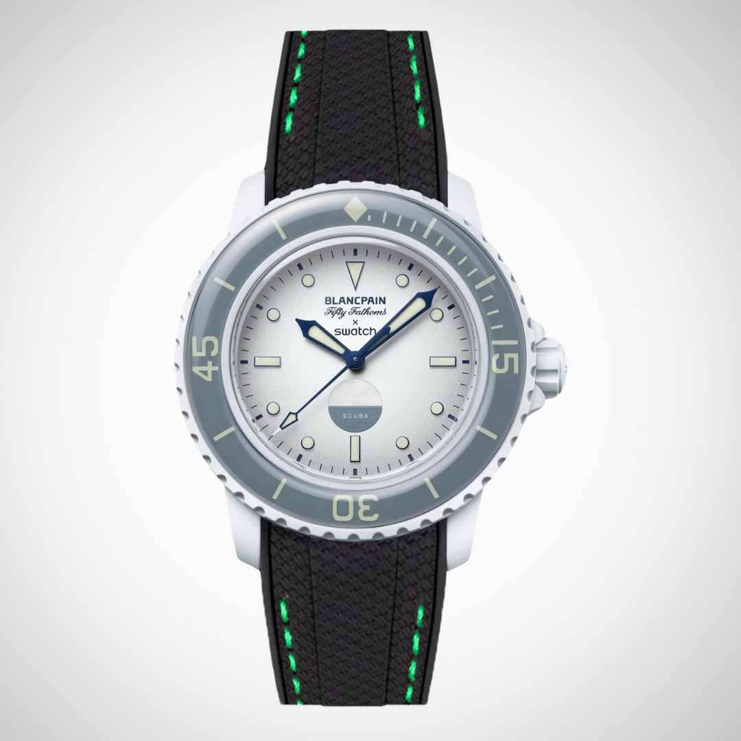 Rubber Flex Thread Curved Strap for Blancpain X Swatch Antarctic Ocean