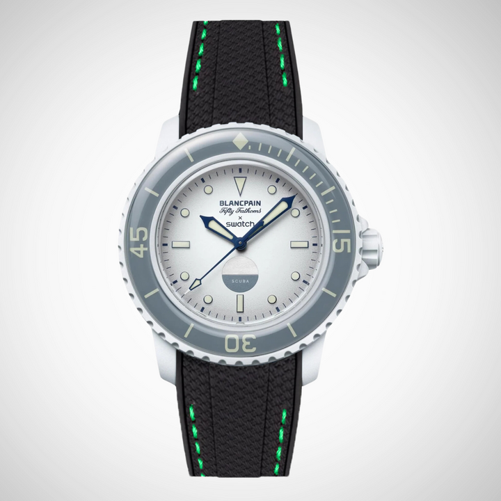 Rubber Flex Thread Curved Strap for Blancpain X Swatch Antarctic Ocean