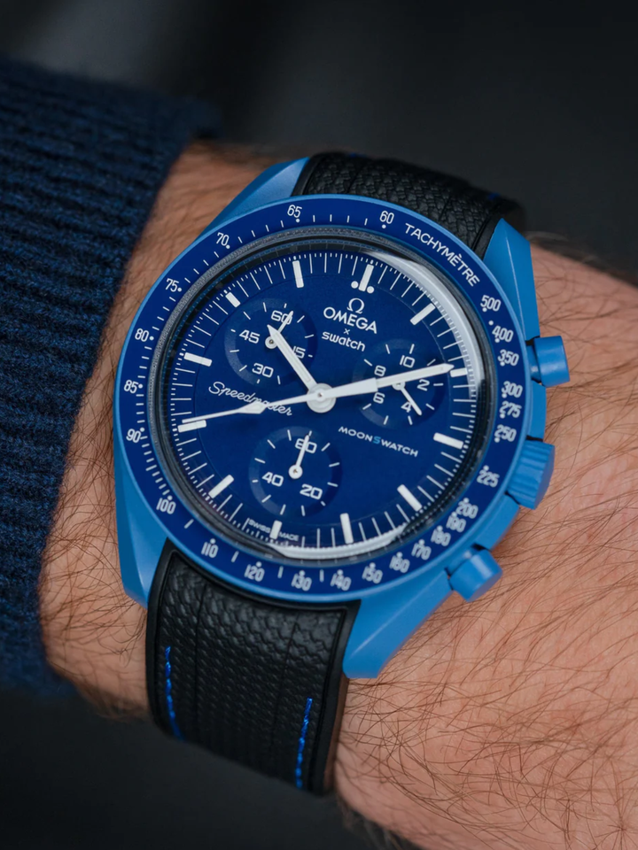 Rubber Flex Thread Curved Strap for Omega X Swatch MoonSwatch Mission to Uranus