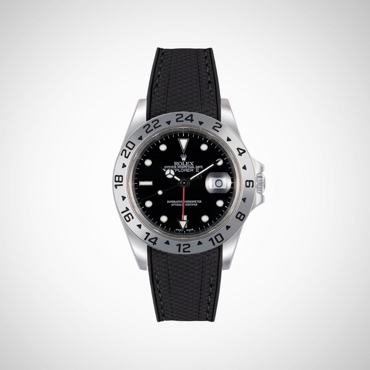 Rubber Flex Thread Curved Strap for Rolex Explorer II 16570