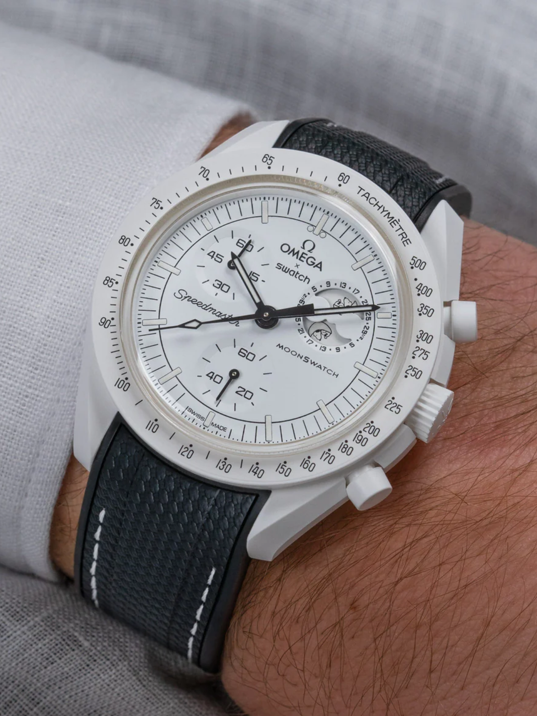 Rubber Flex Thread Curved Strap for Omega X Swatch MoonSwatch Mission to Mars