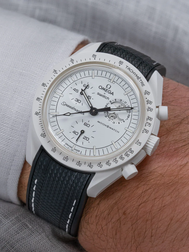 Rubber Flex Thread Curved Strap for Omega X Swatch MoonSwatch Mission to Mars