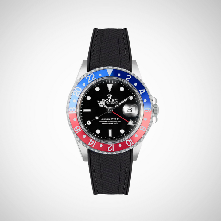 Rubber Flex Thread Curved Strap for Rolex GMT Master II 16710 Pepsi