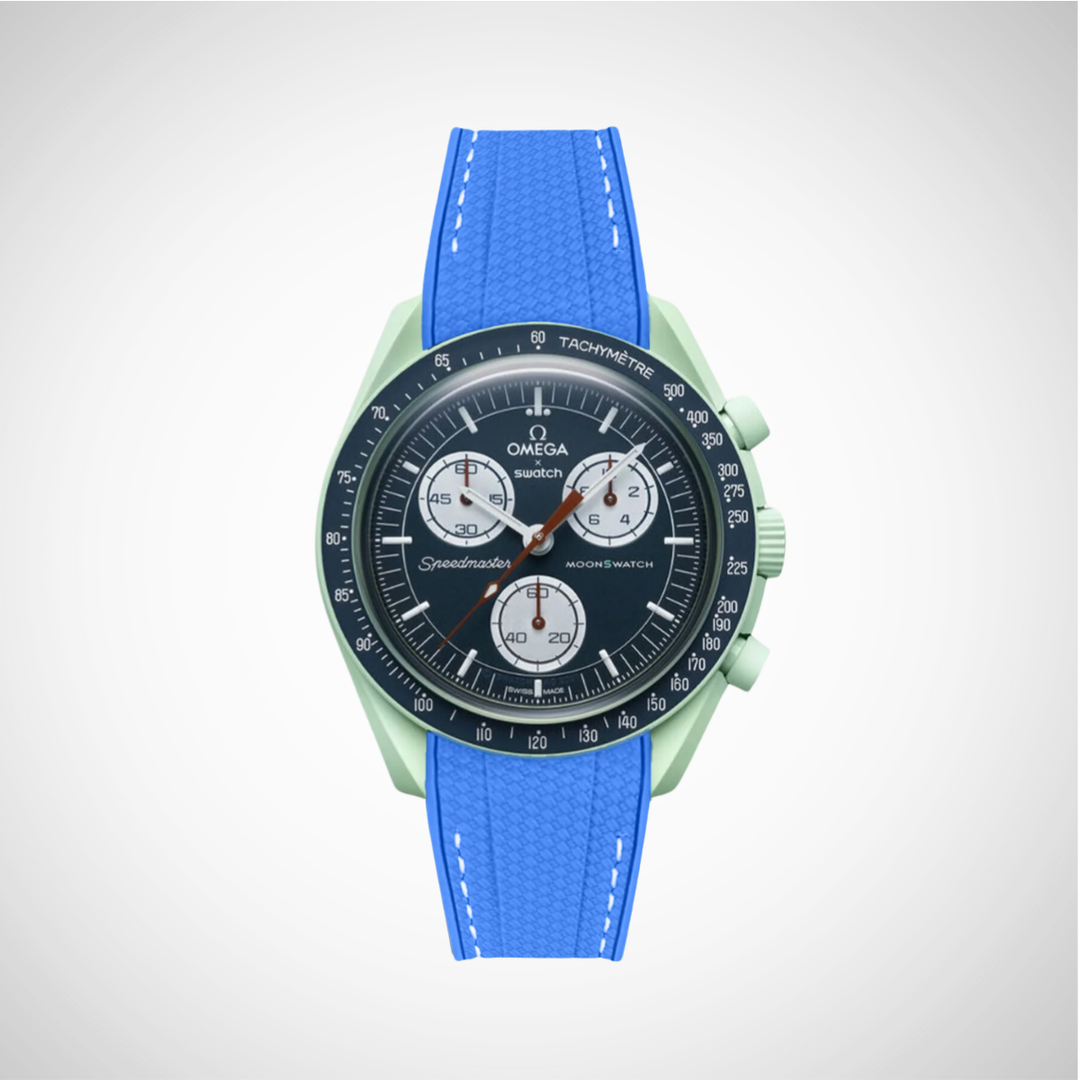Rubber Flex Thread Curved Strap for Omega X Swatch MoonSwatch Mission on Earth