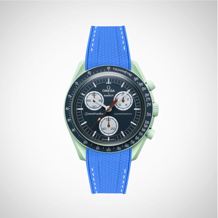 Rubber Flex Thread Curved Strap for Omega X Swatch MoonSwatch Mission on Earth