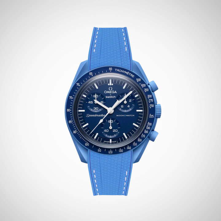 Rubber Flex Thread Curved Strap for Omega X Swatch MoonSwatch Mission To Neptune