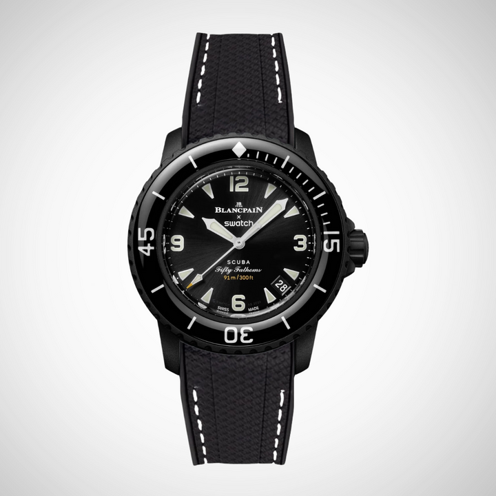Rubber Flex Thread Curved Strap for Blancpain X Swatch The Ocean Of Storms