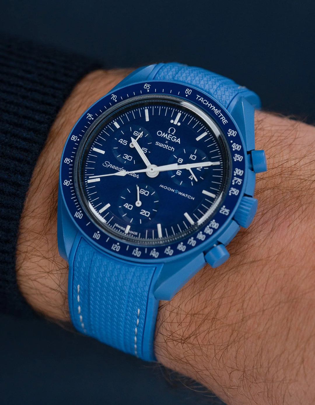 Rubber Flex Thread Curved Strap for Omega X Swatch MoonSwatch Mission To Neptune