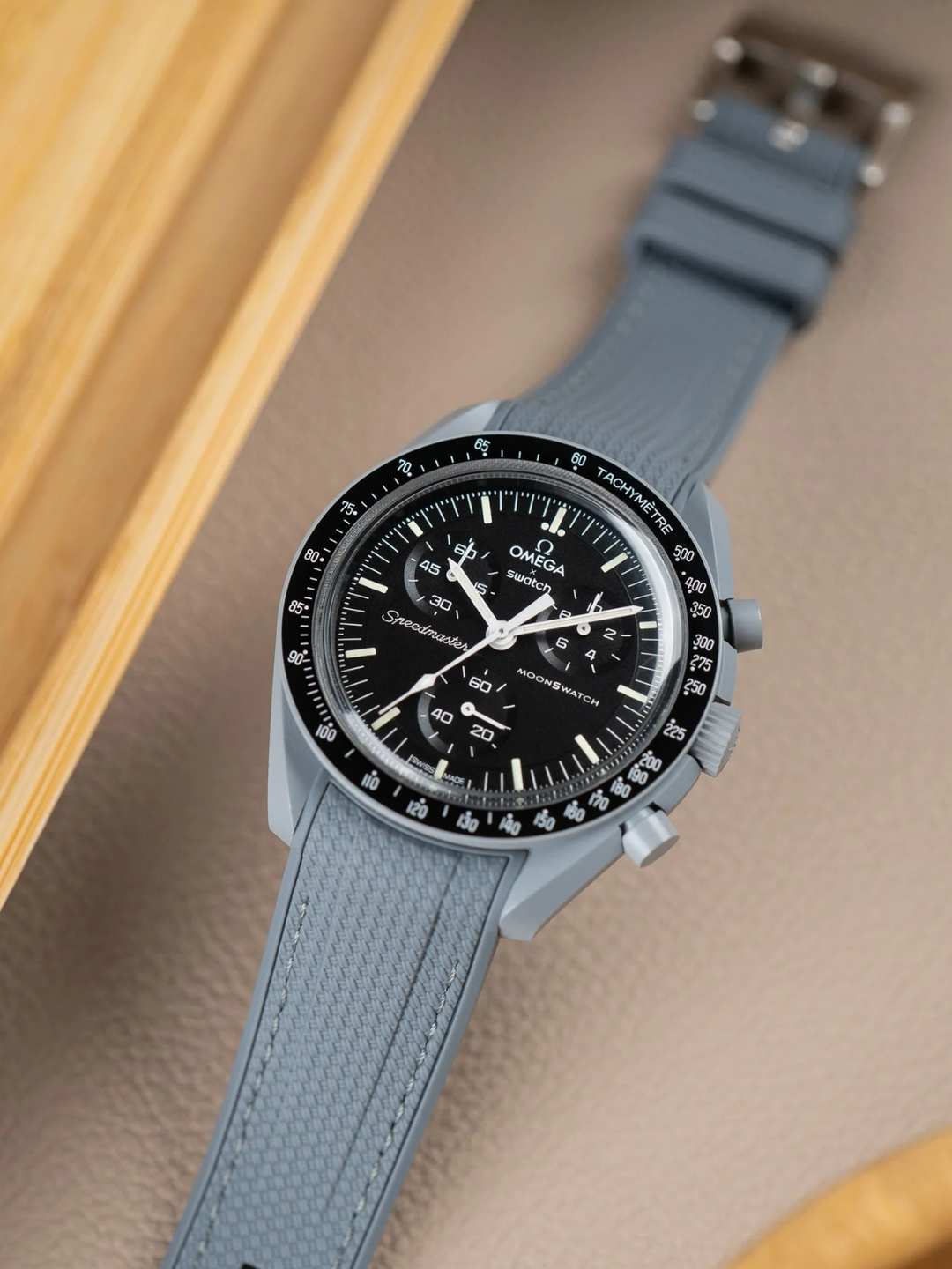 Rubber Flex Thread Curved Strap for Omega X Swatch MoonSwatch Mission to The Moonphase