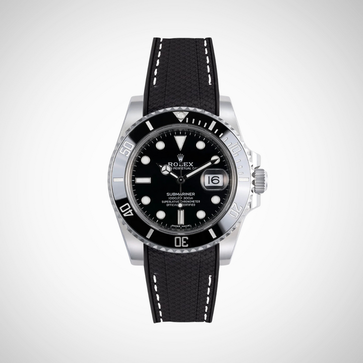Rubber Flex Thread Curved Strap for Rolex Submariner