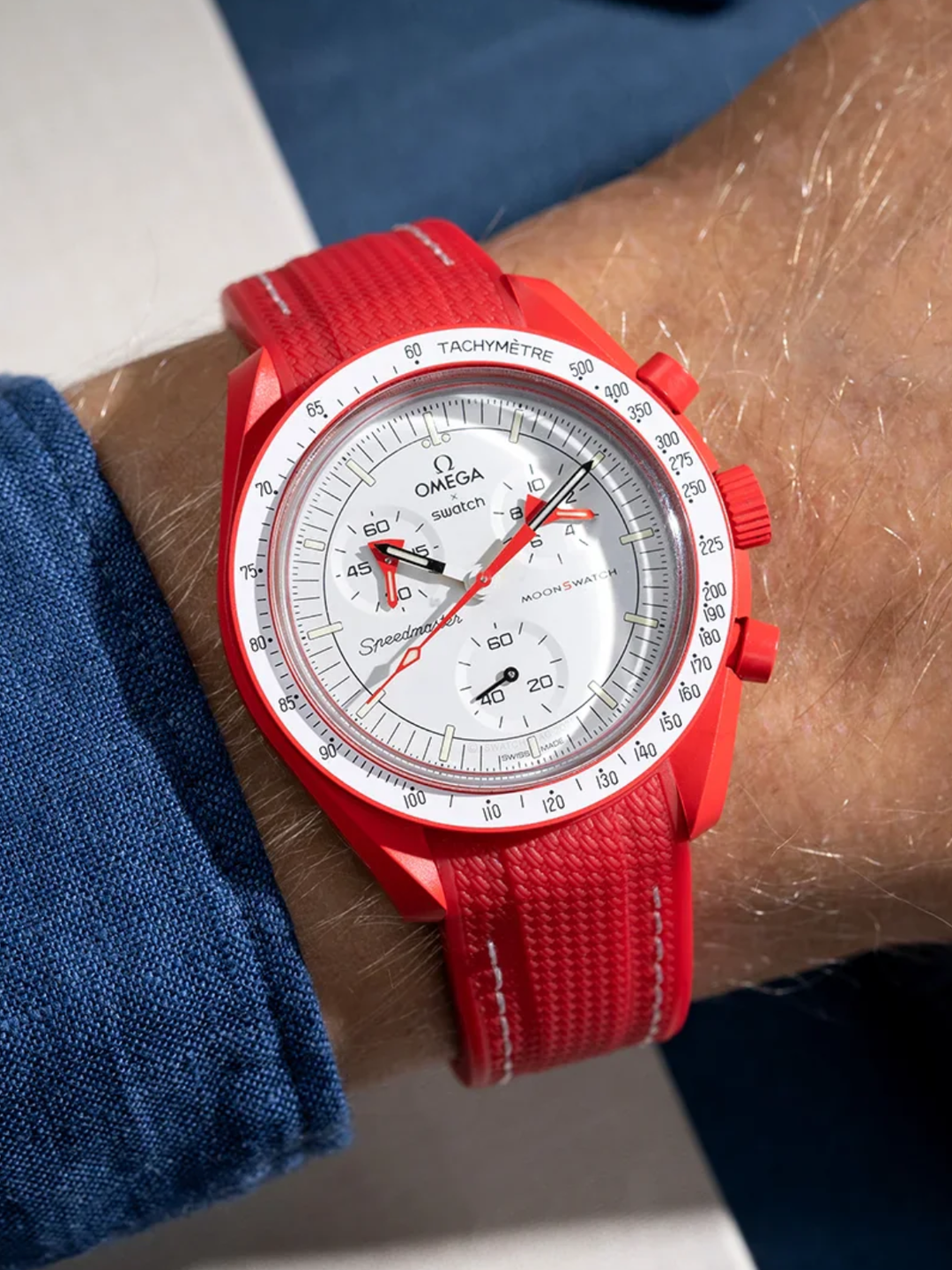 Rubber Flex Thread Curved Strap for Omega X Swatch MoonSwatch Mission to Pluto