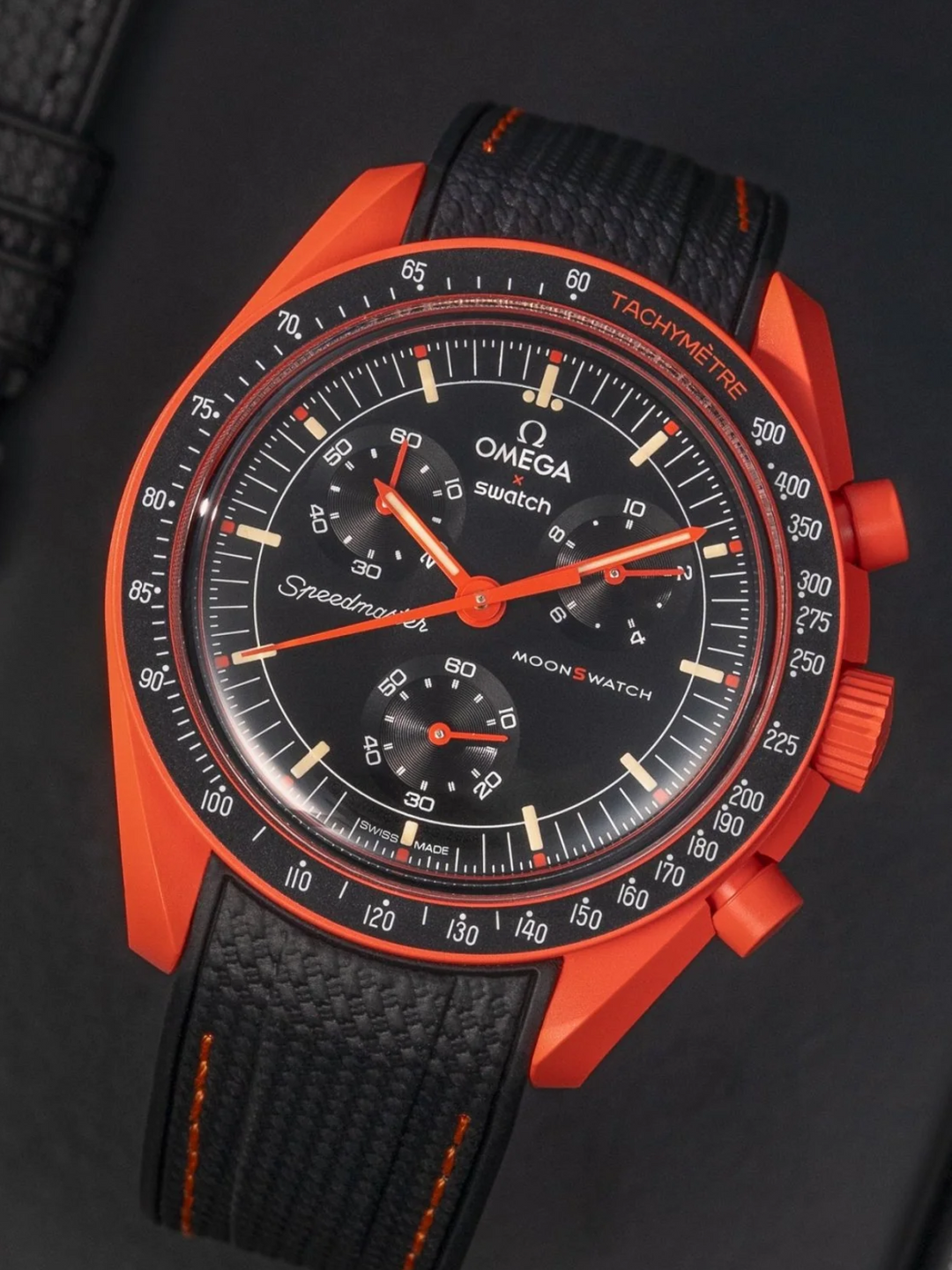 Rubber Flex Thread Curved Strap for Omega X Swatch MoonSwatch Mission On Earth - Lava