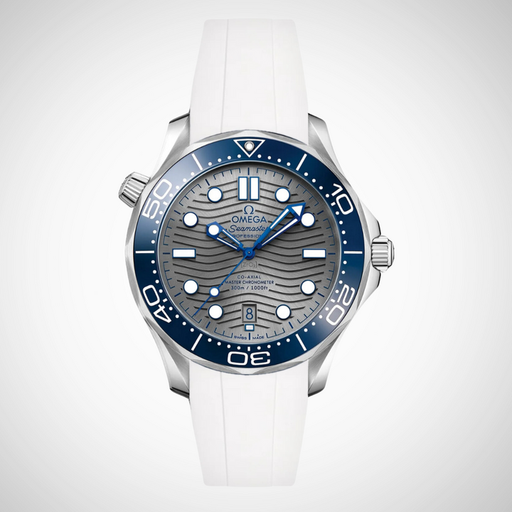 FKM Rubber Curved Strap for Omega Seamaster Diver 300 42mm - Grey Dial