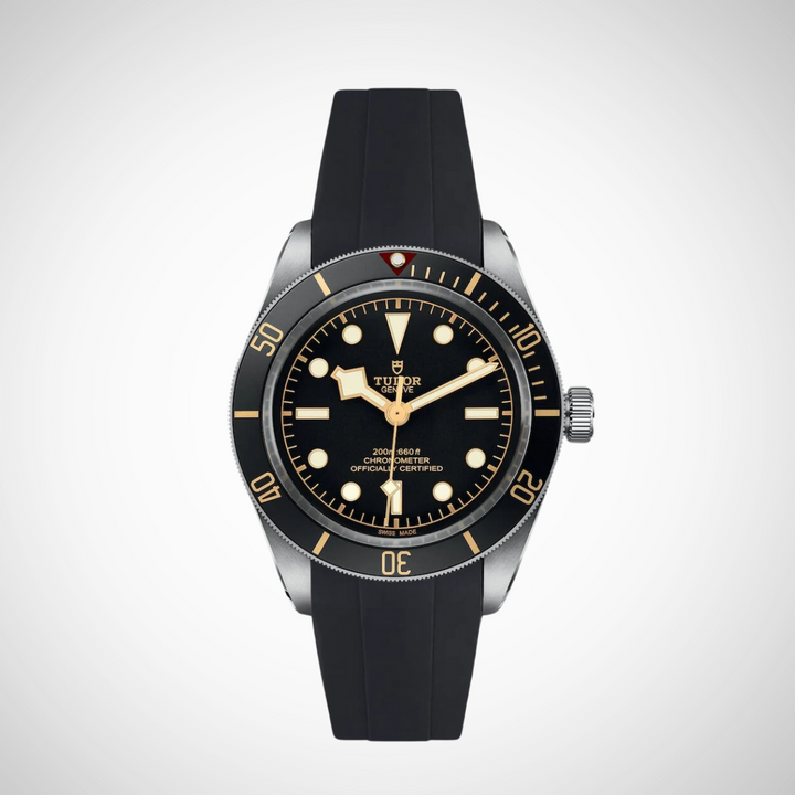 FKM Rubber Curved Strap For Tudor Black Bay 58 Black