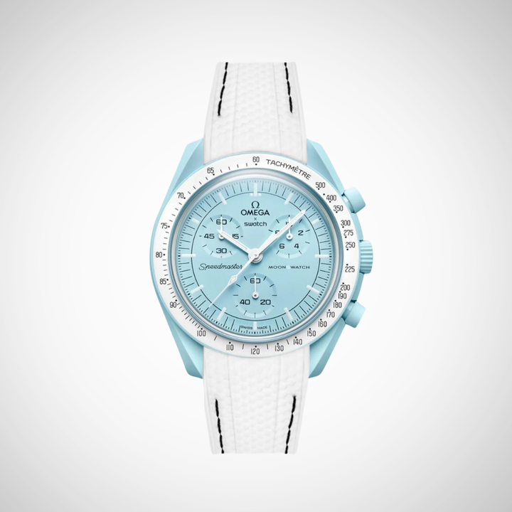 Rubber Flex Thread Curved Strap for Omega X Swatch MoonSwatch Mission to Uranus