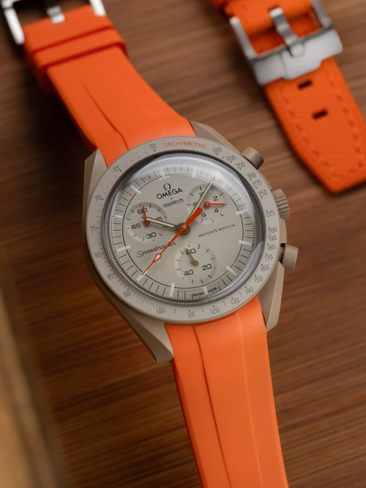 FKM Rubber Curved Strap for Omega X Swatch MoonSwatch Mission to the Moon