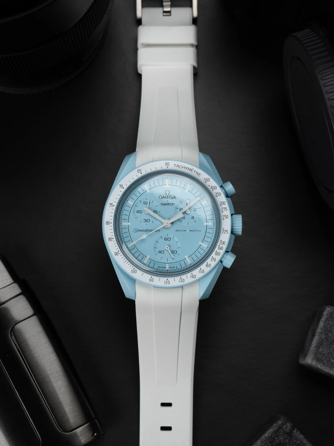FKM Rubber Curved Strap for Omega X Swatch MoonSwatch Mission to Pluto