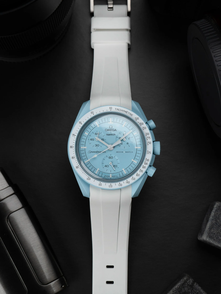 FKM Rubber Curved Strap for Omega X Swatch MoonSwatch Mission to Pluto