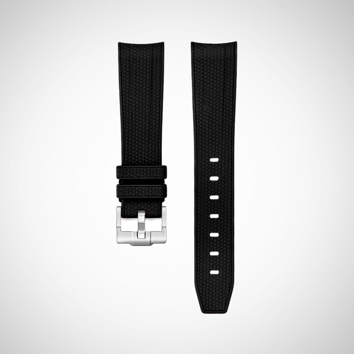 Rubber Flex Thread 20mm Curved Strap - Midnight Black