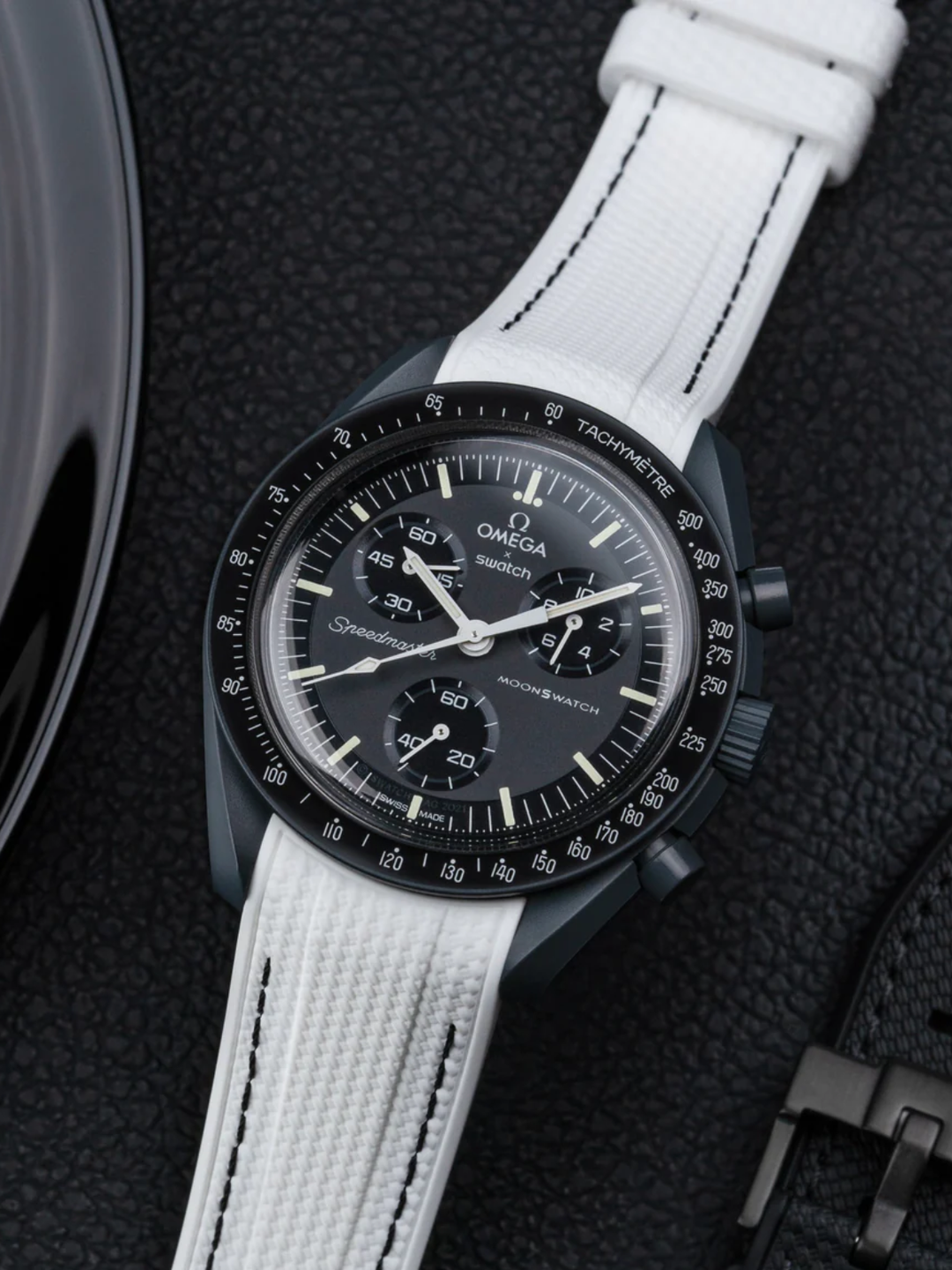 Rubber Flex Thread Curved Strap for Omega X Swatch MoonSwatch Mission to Uranus