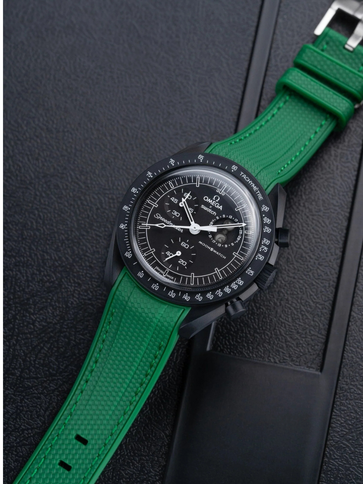 Rubber Flex Thread Curved Strap for Omega X Swatch MoonSwatch New Moon
