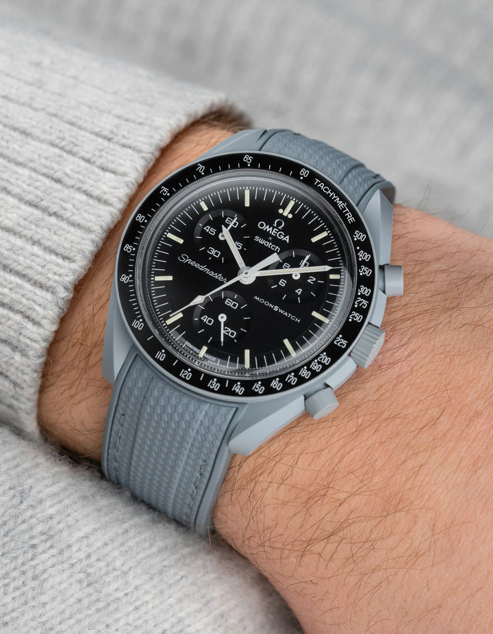 Rubber Flex Thread Curved Strap for Omega X Swatch MoonSwatch Mission to the Moon