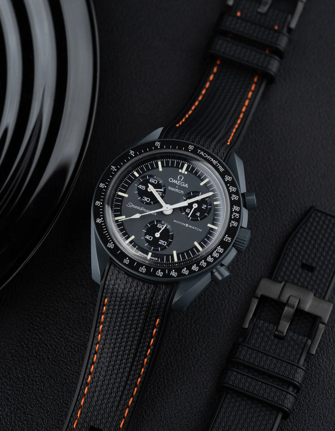 Rubber Flex Thread Curved Strap for Omega X Swatch MoonSwatch Mission to Mercury