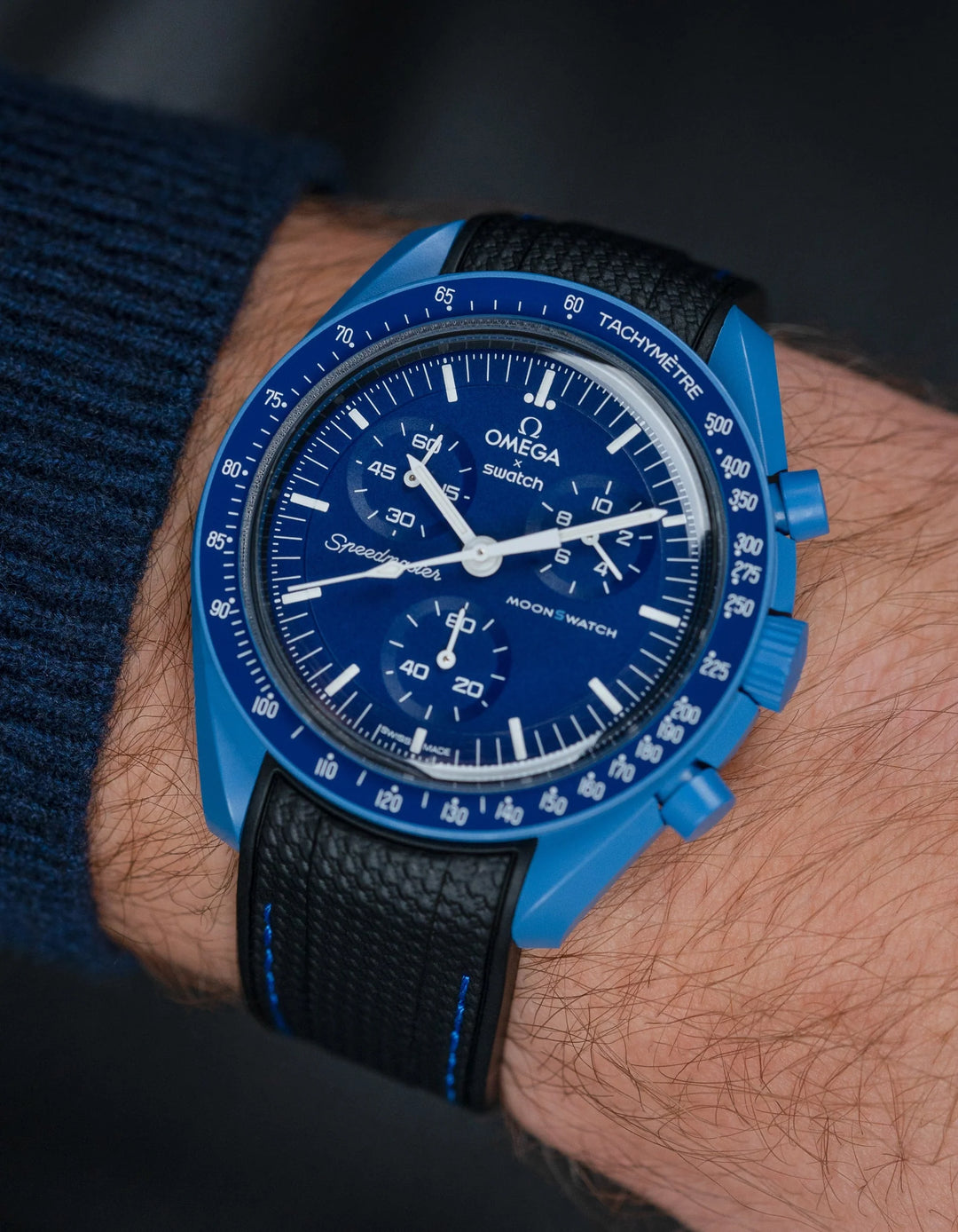 Rubber Flex Thread Curved Strap for Omega X Swatch MoonSwatch Mission To Neptune
