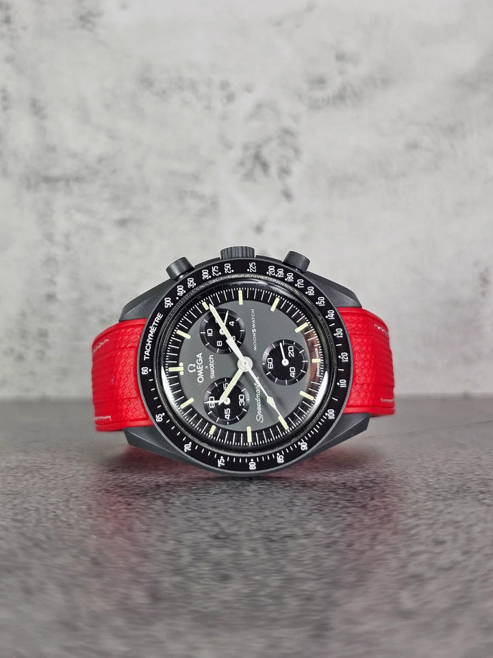 Rubber Flex Thread Curved Strap for Omega X Swatch MoonSwatch Mission to the Moon
