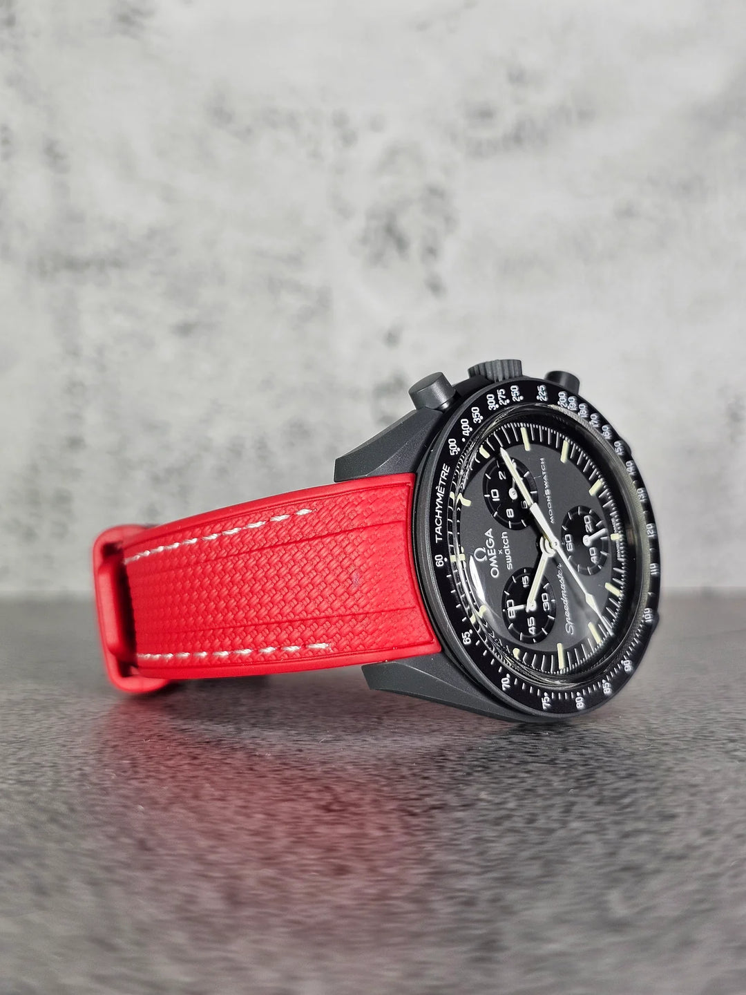 Rubber Flex Thread Curved Strap for Omega X Swatch MoonSwatch Mission to the Moon