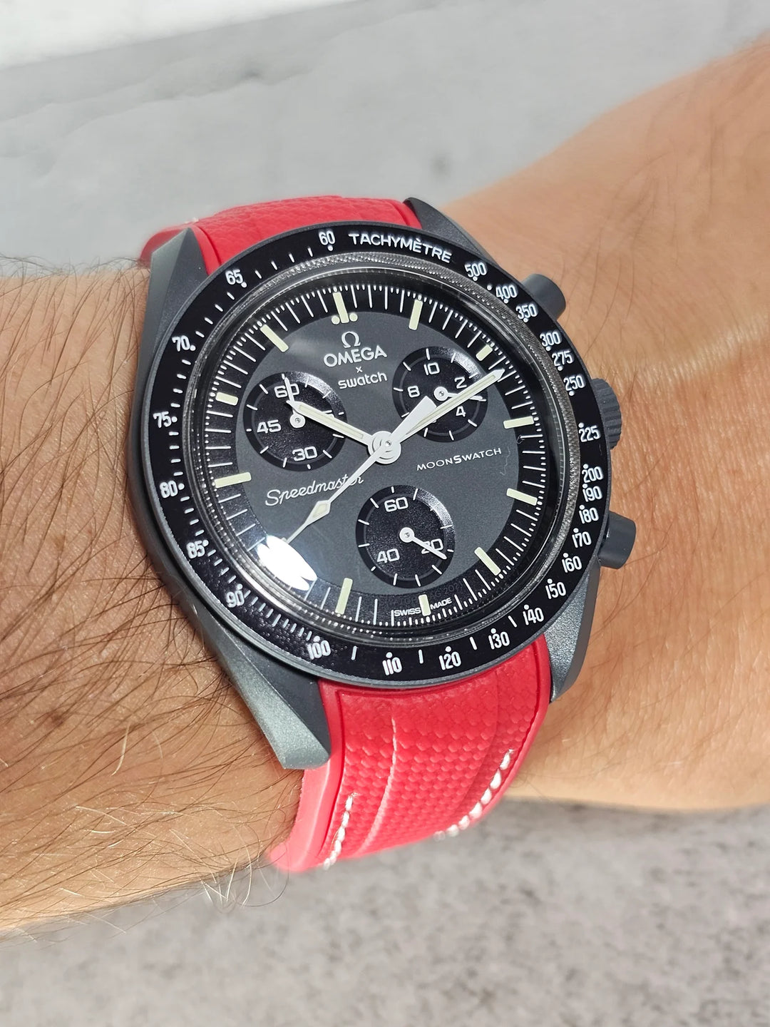 Rubber Flex Thread Curved Strap for Omega X Swatch MoonSwatch Mission to the Moon