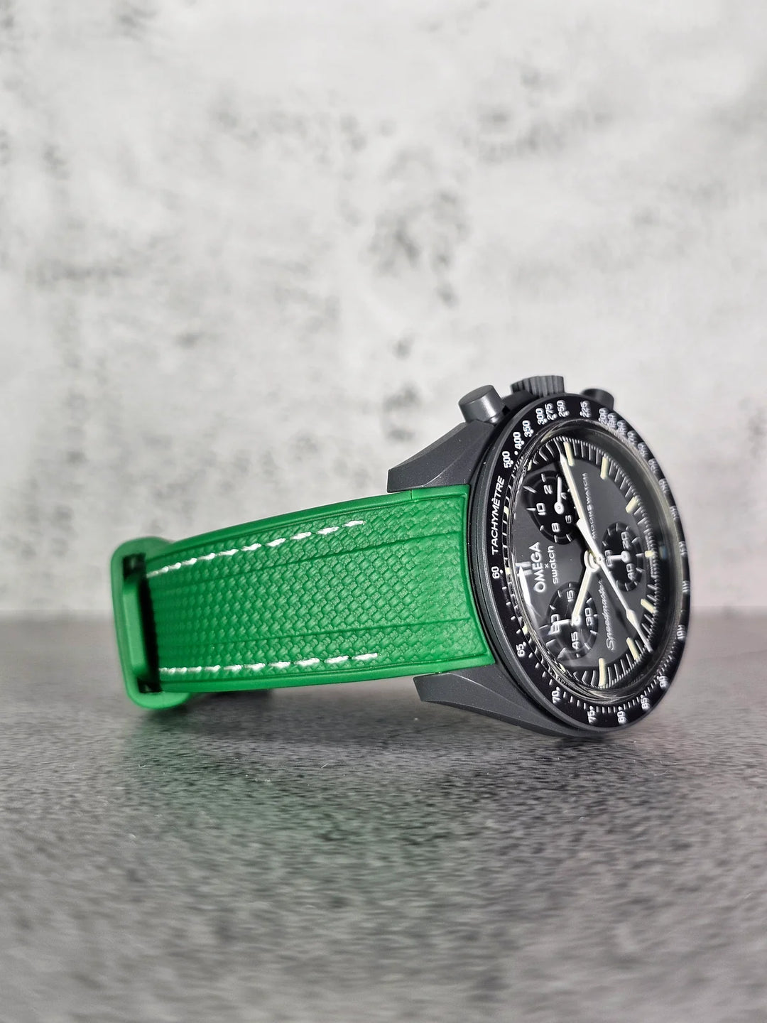 Rubber Flex Thread Curved Strap for Omega X Swatch MoonSwatch Mission to the Moon