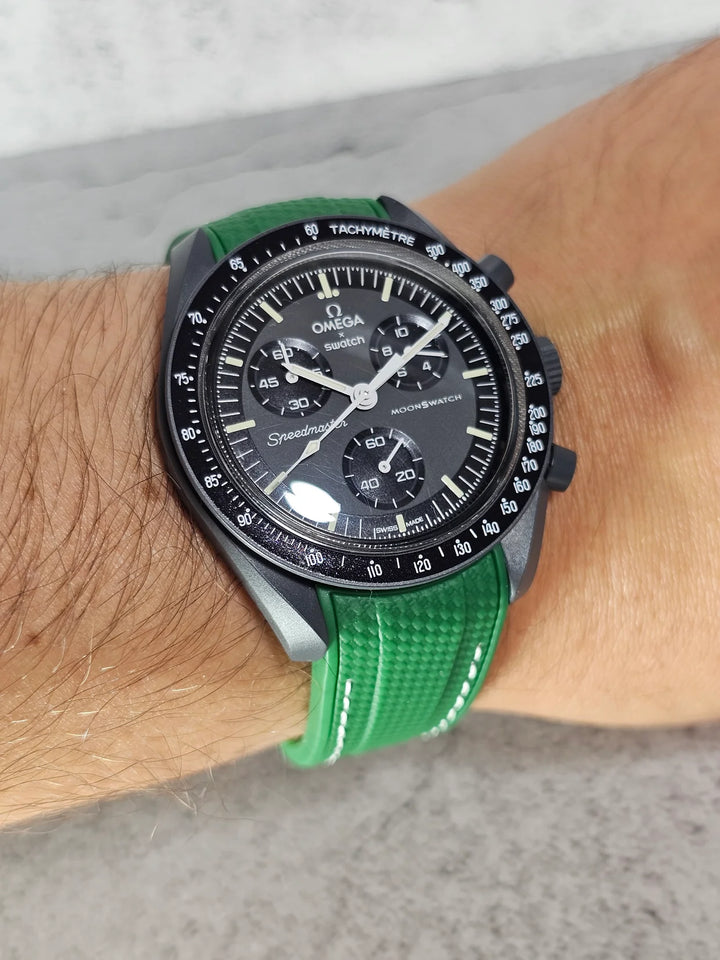 Rubber Flex Thread Curved Strap for Omega X Swatch MoonSwatch Mission to the Moon