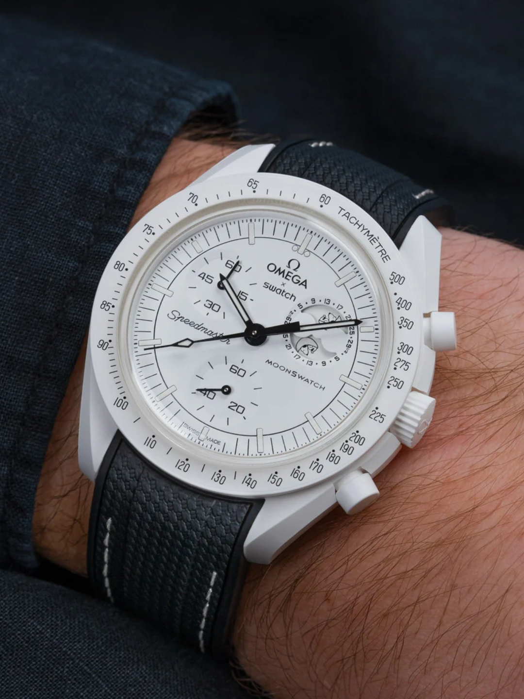 Rubber Flex Thread Curved Strap for Omega X Swatch MoonSwatch Mission to Mars