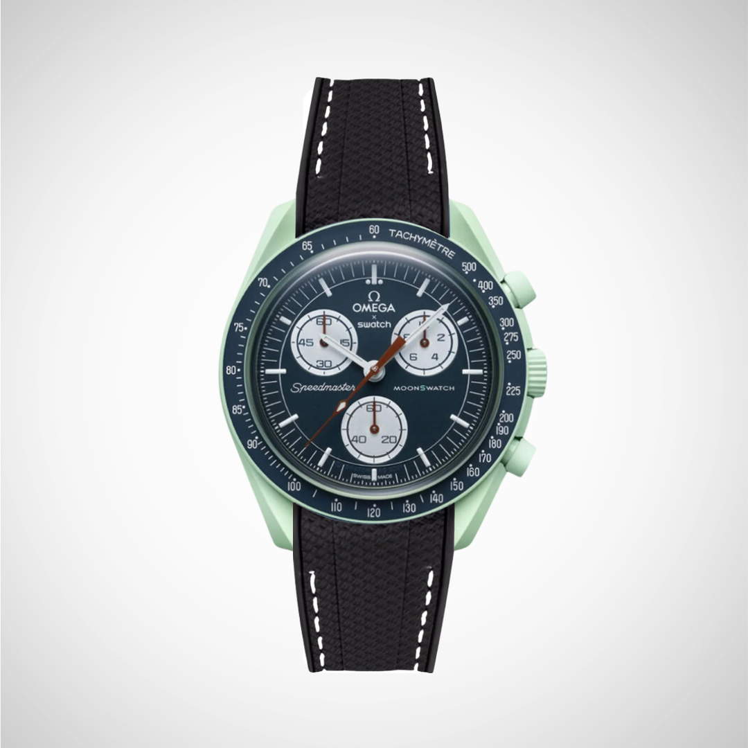 Rubber Flex Thread Curved Strap for Omega X Swatch MoonSwatch Mission on Earth