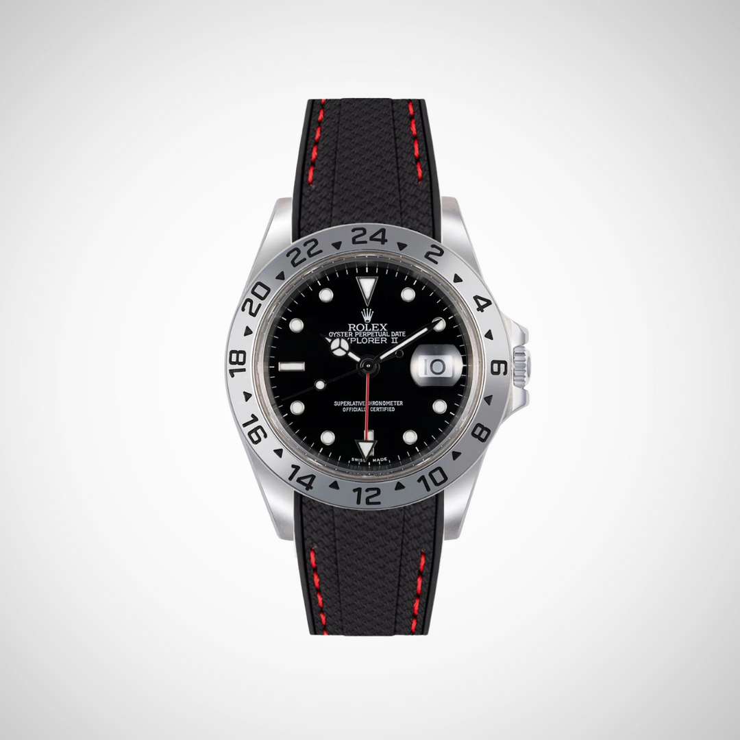 Rubber Flex Thread Curved Strap for Rolex Explorer II 16570