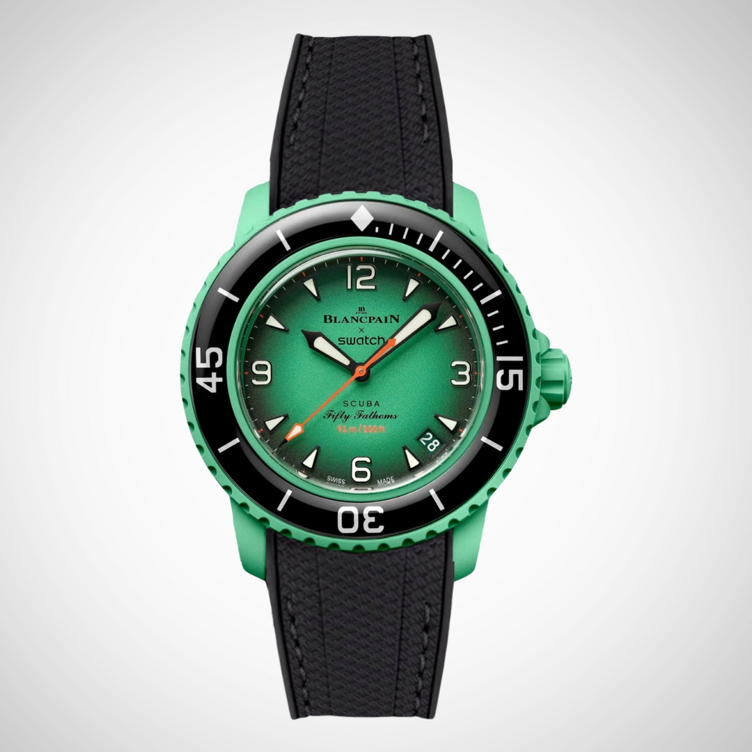 Rubber Flex Thread Curved Strap for Blancpain X Swatch Indian Ocean