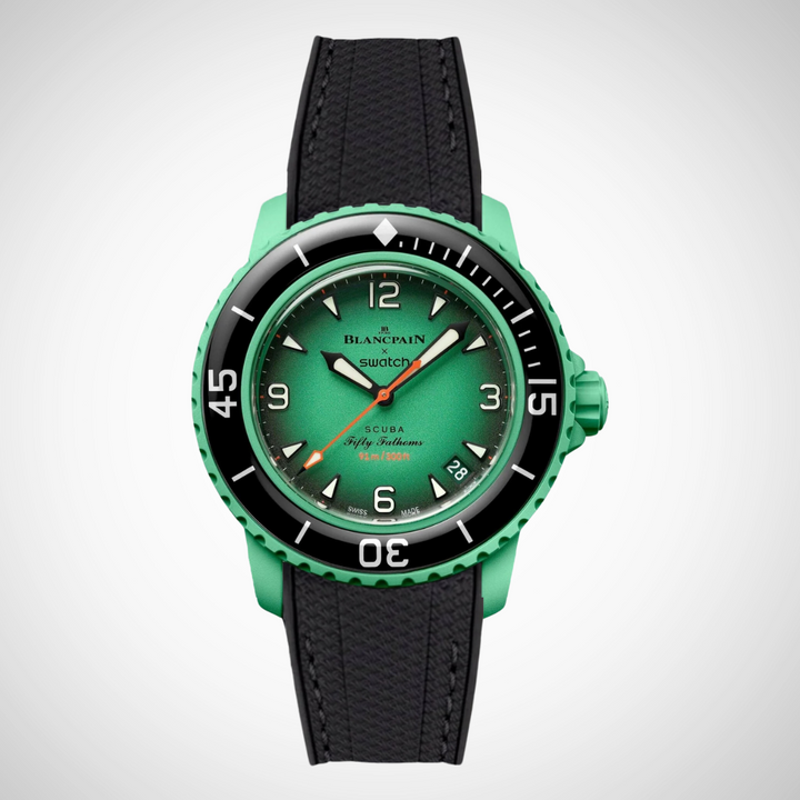 Rubber Flex Thread Curved Strap for Blancpain X Swatch Indian Ocean