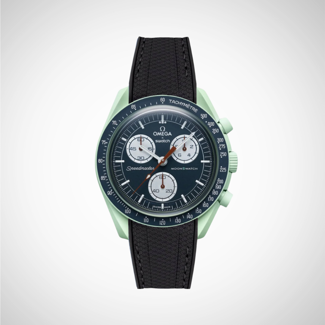 Rubber Flex Thread Curved Strap for Omega X Swatch MoonSwatch Mission on Earth