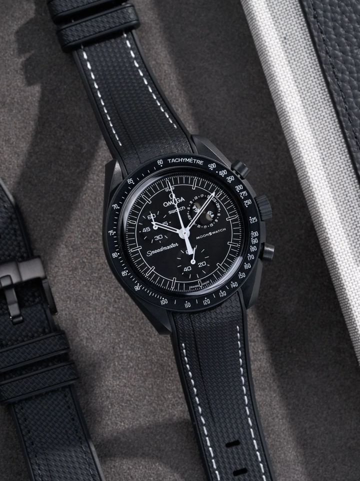 Rubber Flex Thread Curved Strap for Omega X Swatch MoonSwatch Mission to Mars