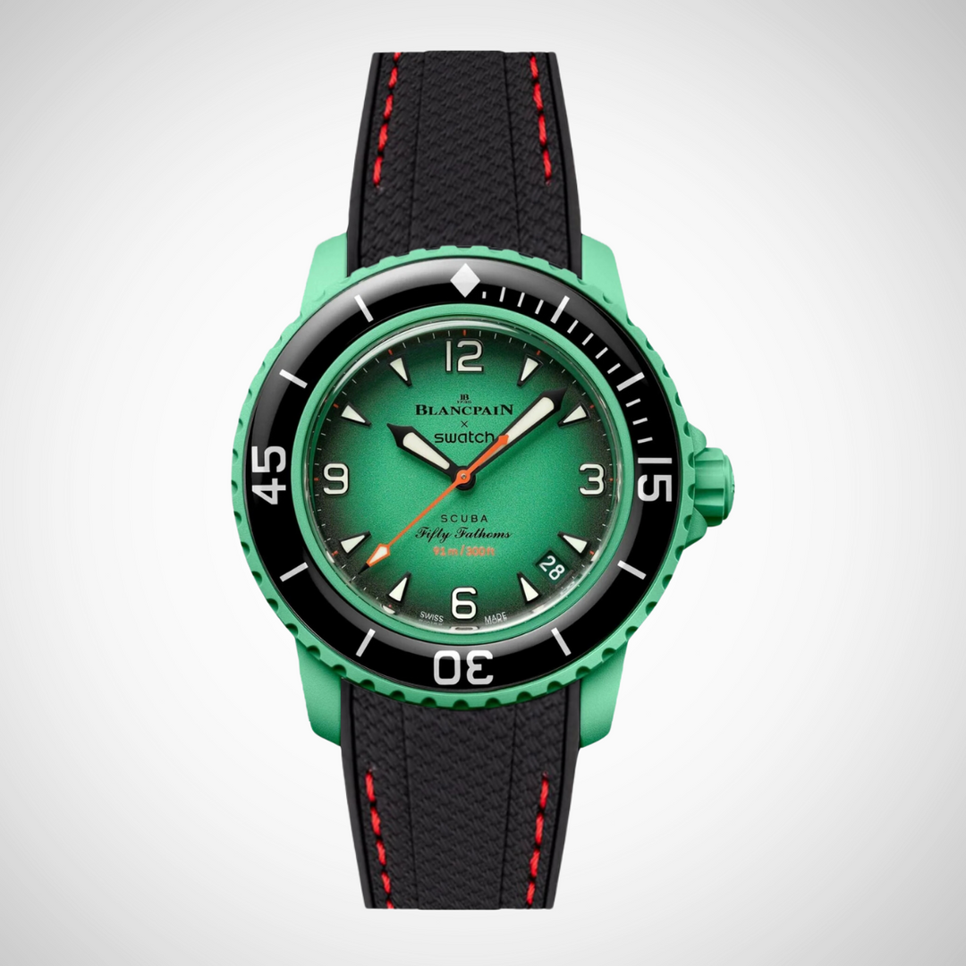 Rubber Flex Thread Curved Strap for Blancpain X Swatch Indian Ocean