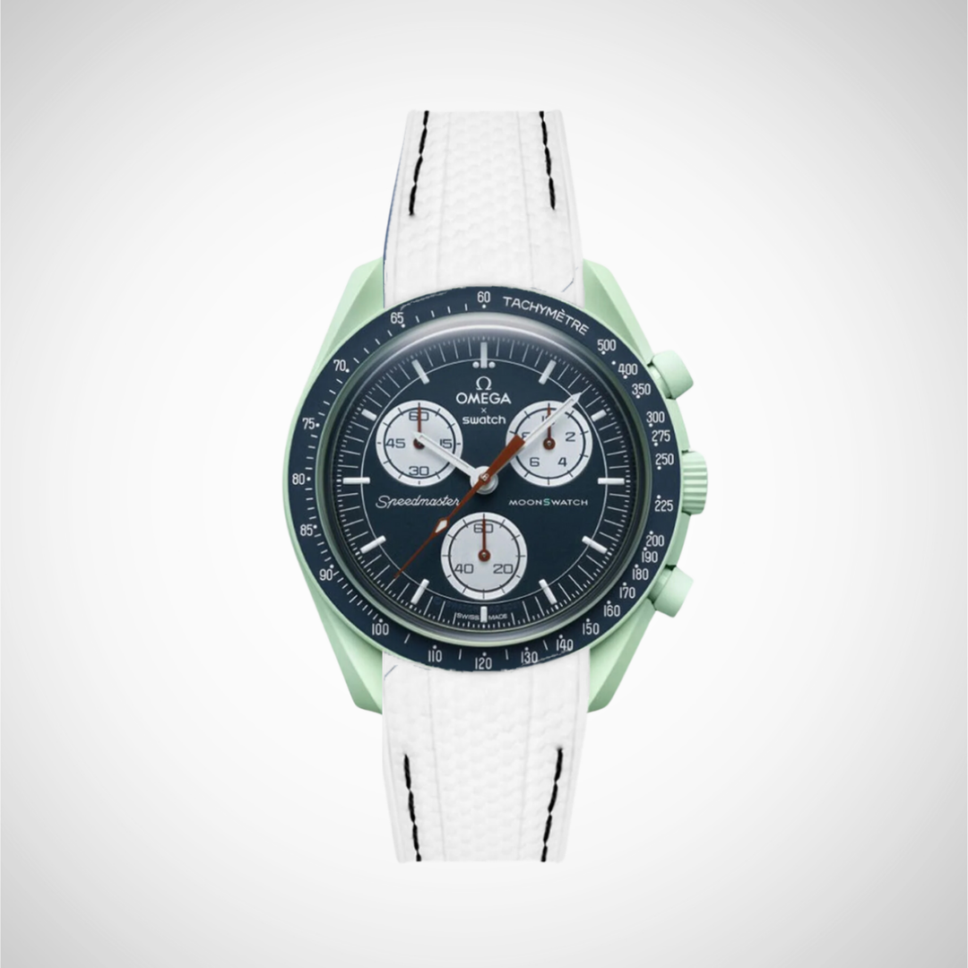 Rubber Flex Thread Curved Strap for Omega X Swatch MoonSwatch Mission on Earth