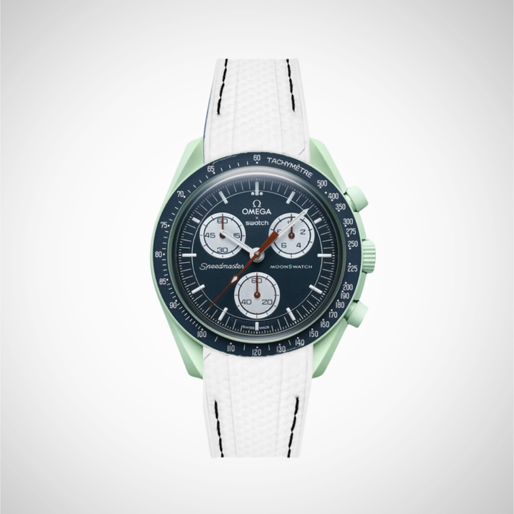 Rubber Flex Thread Curved Strap for Omega X Swatch MoonSwatch Mission on Earth