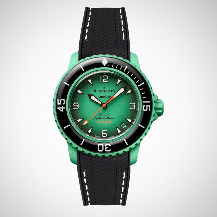 Rubber Flex Thread Curved Strap for Blancpain X Swatch Indian Ocean
