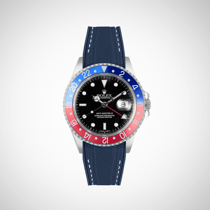 Rubber Flex Thread Curved Strap for Rolex GMT Master II 16710 Pepsi